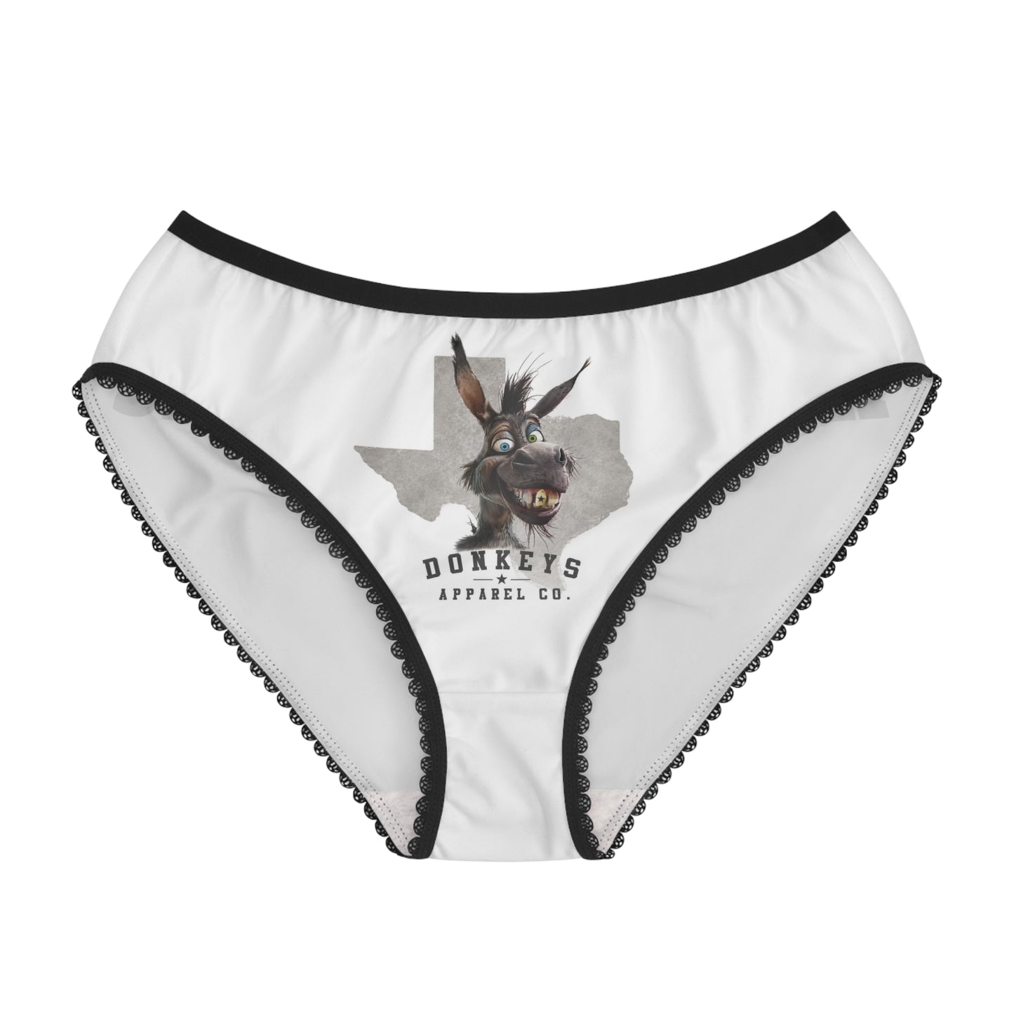 Women's Briefs — 'Hold On Tight' Donkey Graphic Cotton Bikini