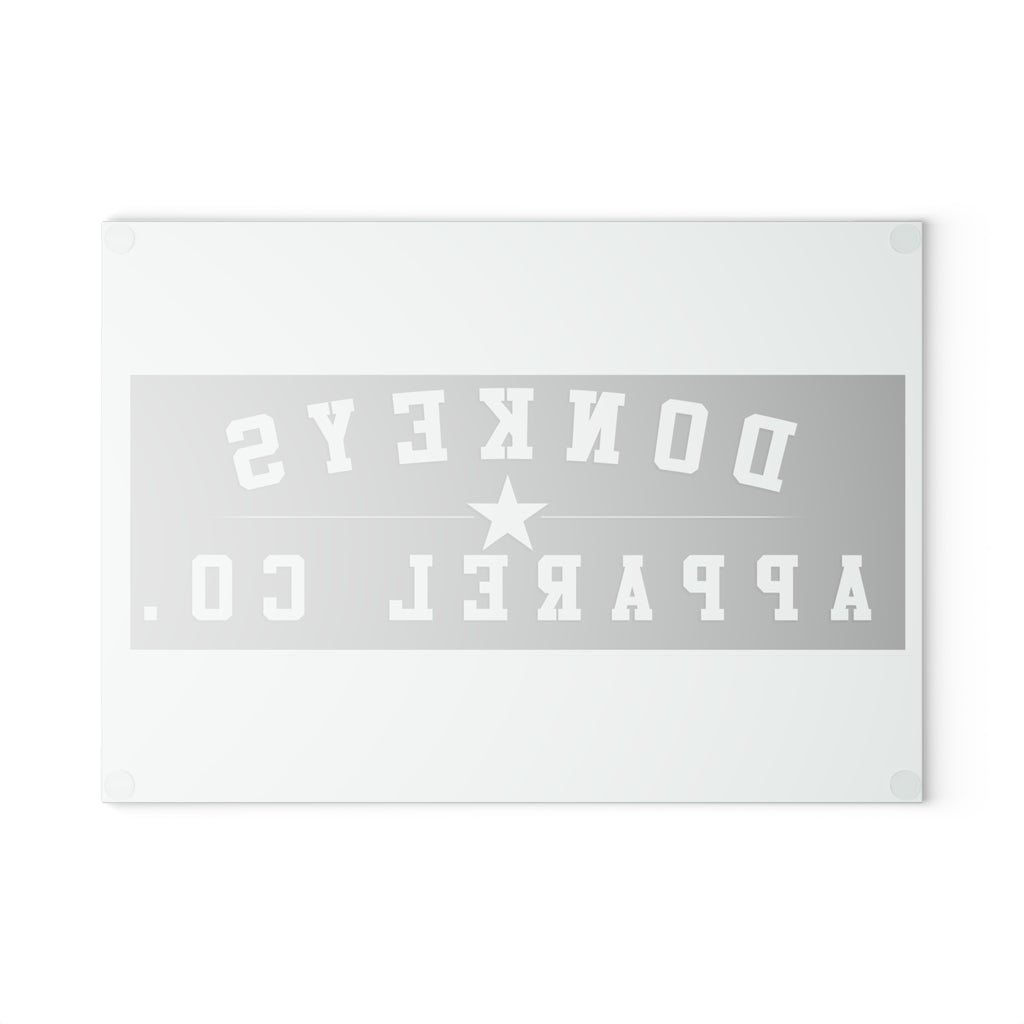 Glass Cutting Board - Donkeys Apparel Co. Retro Logo Tempered Glass Chopping Board