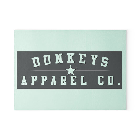 Glass Cutting Board - Donkeys Apparel Co. Retro Logo Tempered Glass Chopping Board