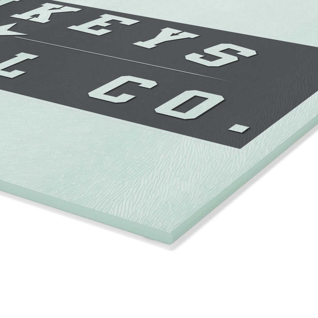 Glass Cutting Board - Donkeys Apparel Co. Retro Logo Tempered Glass Chopping Board