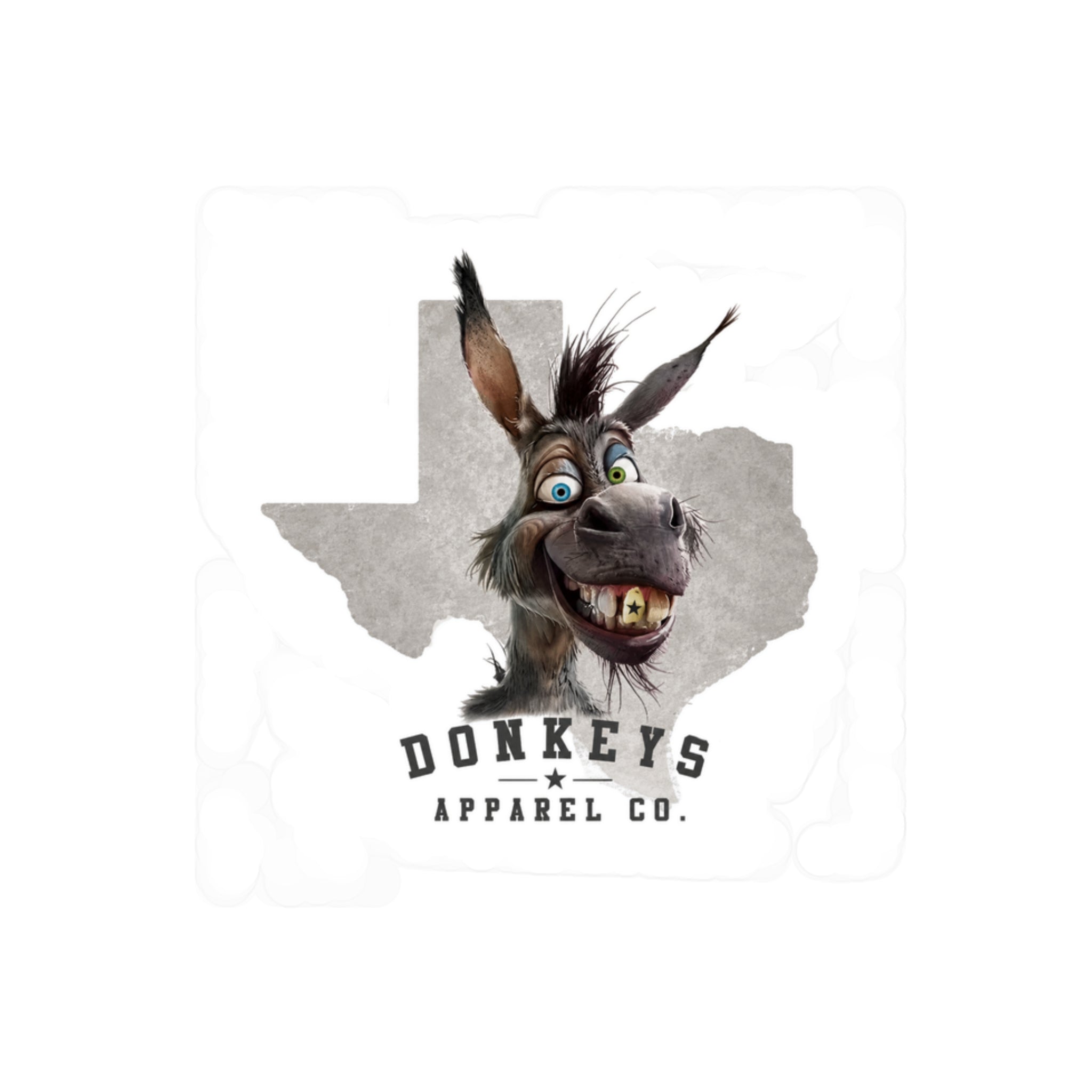 Donkeys Apparel Co. Funny Donkey Texas Kiss-Cut Vinyl Sticker