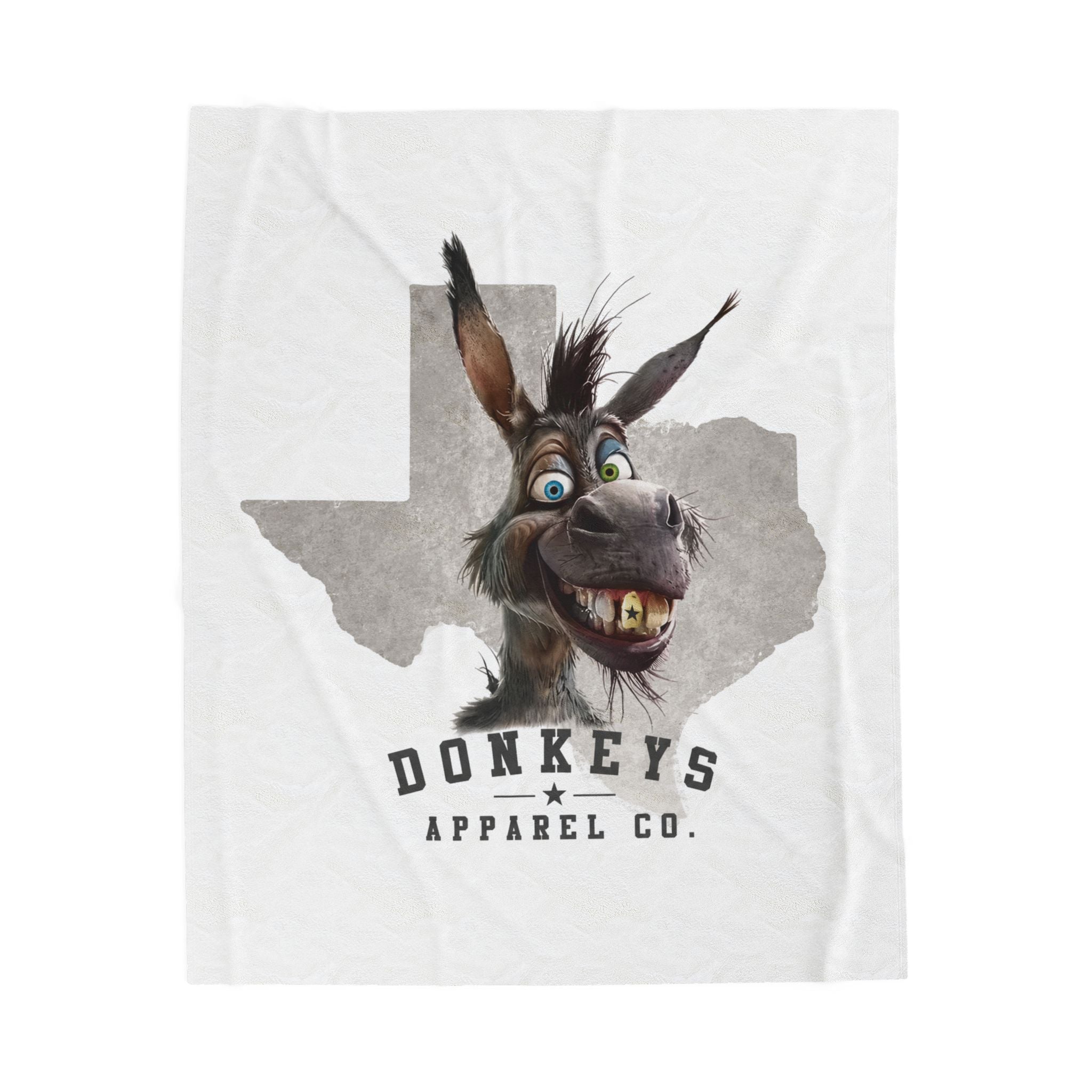 Donkeys Apparel Co. Velveteen Plush Blanket – Cute Texas Donkey Throw