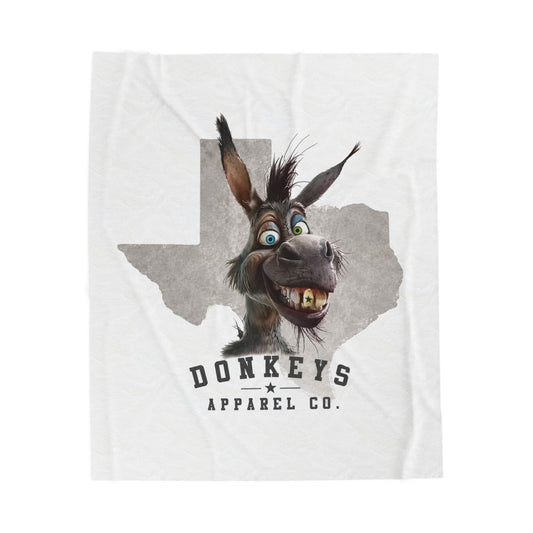Donkeys Apparel Co. Velveteen Plush Blanket – Cute Texas Donkey Throw