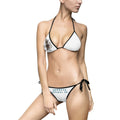 Women’s Triangle Bikini Swimsuit – Minimal White Floral & 'Donkeys Apparel Co.' Logo