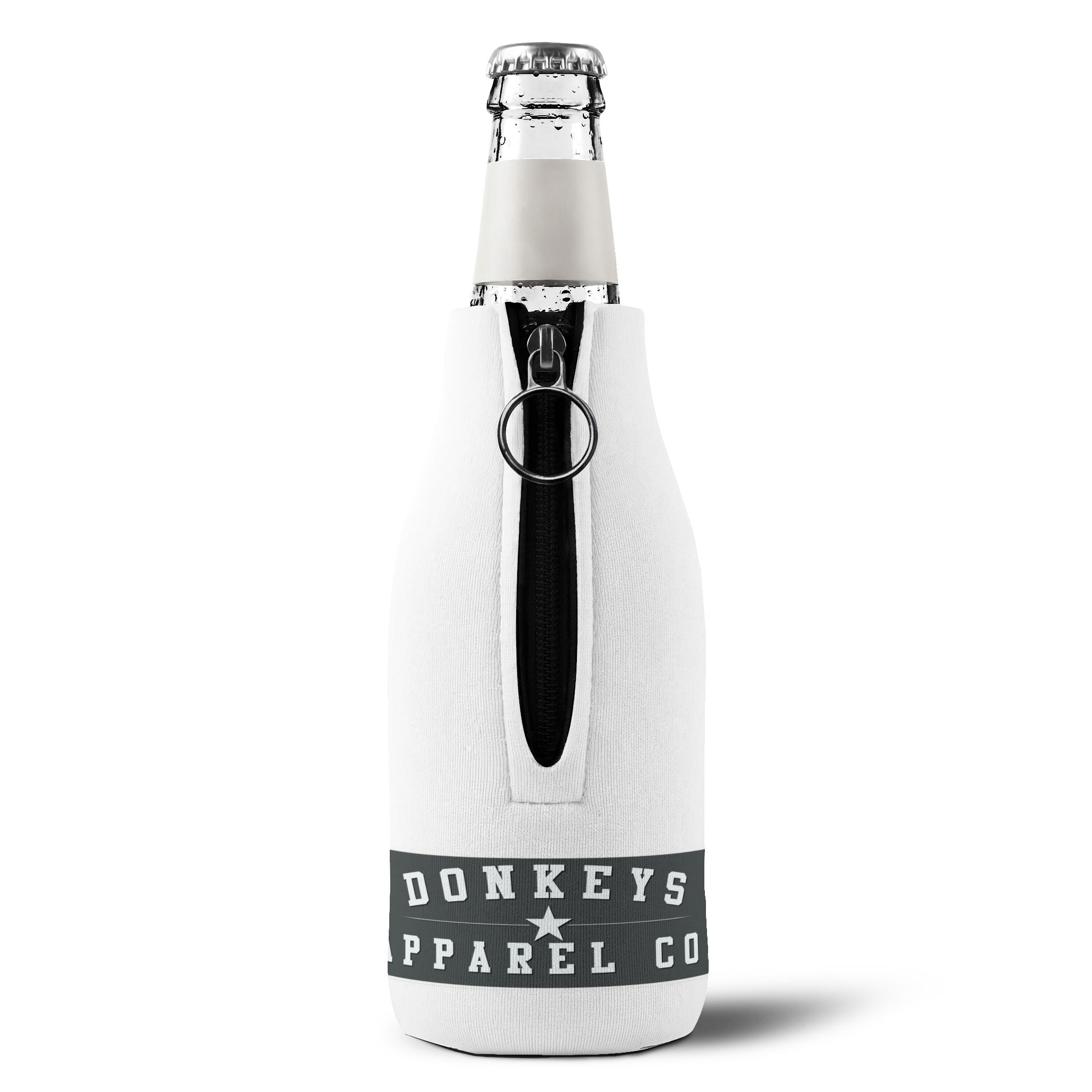 Donkeys Apparel Co. Zip-Up Bottle Cooler Sleeve — Funny Donkey Texas Drink Koozie